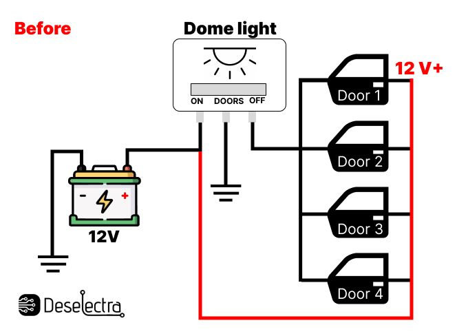 before wiring Positive car dome interior light timer 0-480sec prevent battery drain delay off